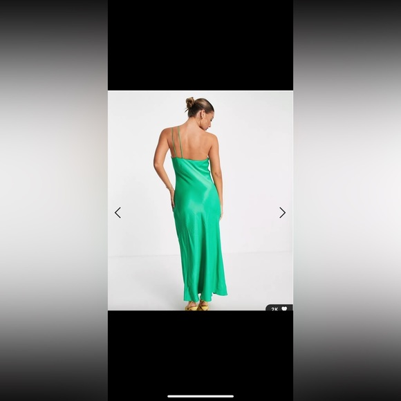 Mango asymmetric cut out serial maxi dress in bright green - Picture 3 of 5